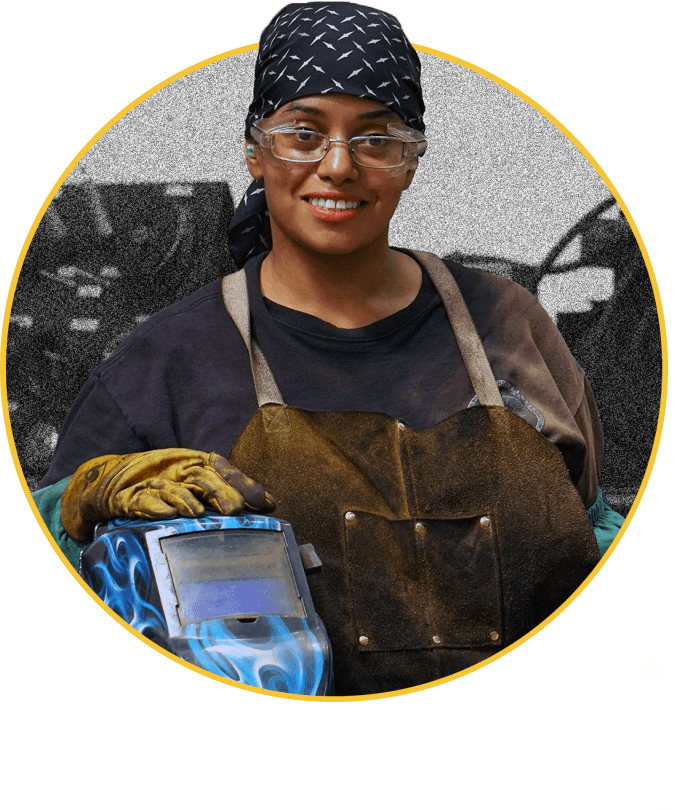 Cutout of female TWS welding graduate